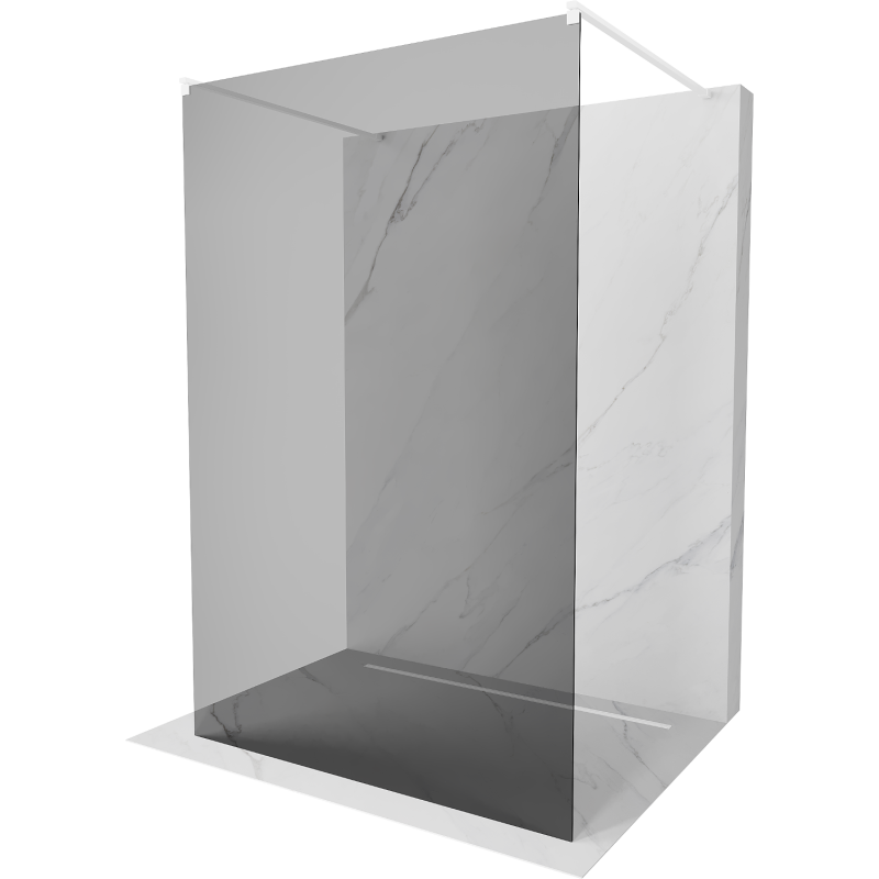 Mexen Kioto fristående duschvägg 100 x 200 cm, grafit 8 mm, vit - 800-100-002-20-40