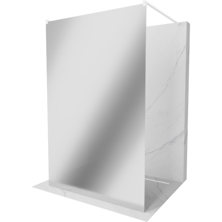 Mexen Kioto vrijstaande douchewand 100 x 200 cm, spiegel 8 mm, wit - 800-100-002-20-50