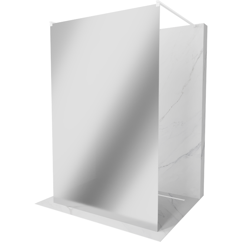 Mexen Kioto fristående duschvägg 120 x 200 cm, spegel 8 mm, vit - 800-120-002-20-50