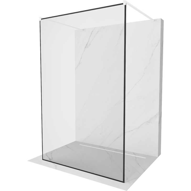 Mexen Kioto paroi de douche autoportante 120 x 200 cm, cadre noir 8 mm, blanc - 800-120-002-20-70