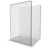 Mexen Kioto paroi de douche autoportante 120 x 200 cm, cadre noir 8 mm, blanc - 800-120-002-20-70