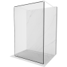 Mexen Kioto Freestanding Shower Wall 130 x 200 cm, Black Frame 8 mm, White - 800-130-002-20-70
