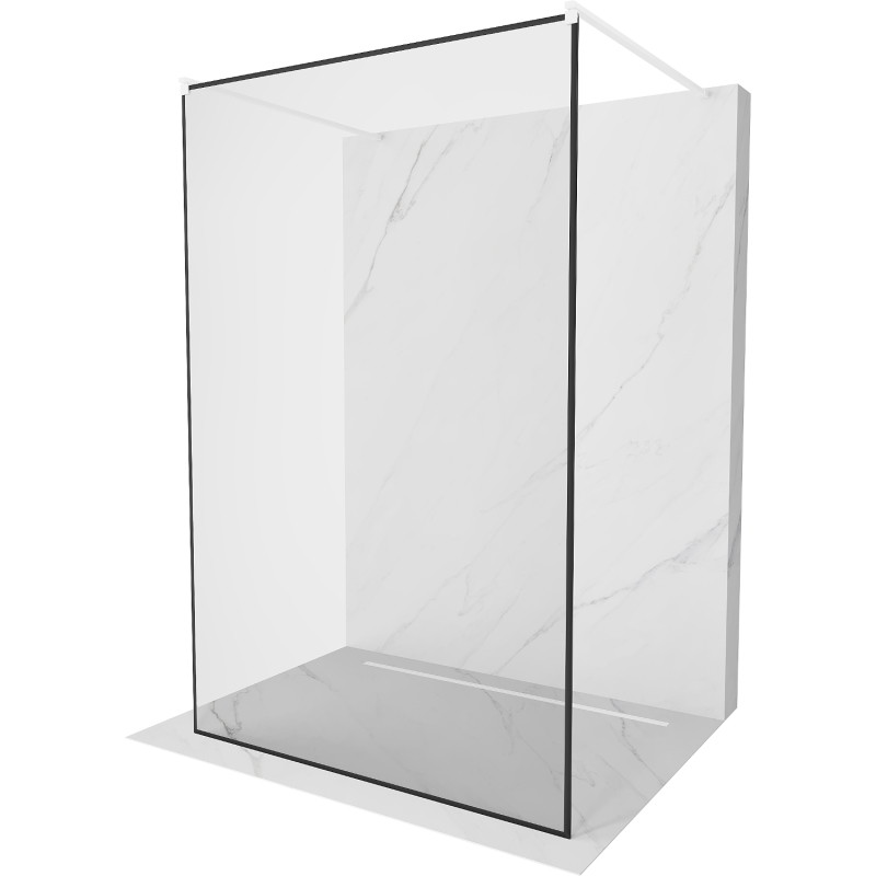Mexen Kioto vabalt seisev dušisein 140 x 200 cm, must raam 8 mm, valge - 800-140-002-20-70
