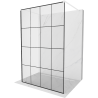 Mexen Kioto standalone shower wall 140 x 200 cm, black grid 8 mm, white - 800-140-002-20-77