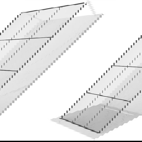 Mexen Kioto Fristående duschvägg 100 x 200 cm, svart ruta 8 mm, vit - 800-100-002-20-77