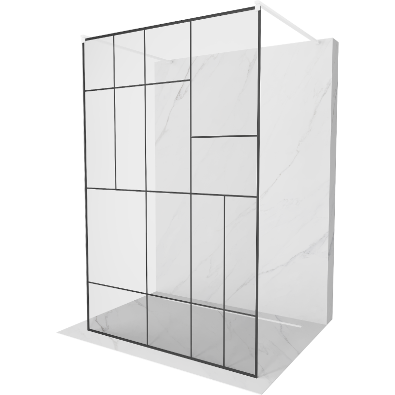 Mexen Kioto freestanding shower wall 100 x 200 cm, black pattern 8 mm, white - 800-100-002-20-78