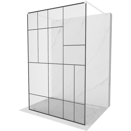 Mexen Kioto freestanding shower wall 100 x 200 cm, black pattern 8 mm, white - 800-100-002-20-78