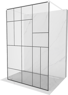 Mexen Kioto freistehende Duschwand 100 x 200 cm, schwarzes Muster 8 mm, weiß - 800-100-002-20-78