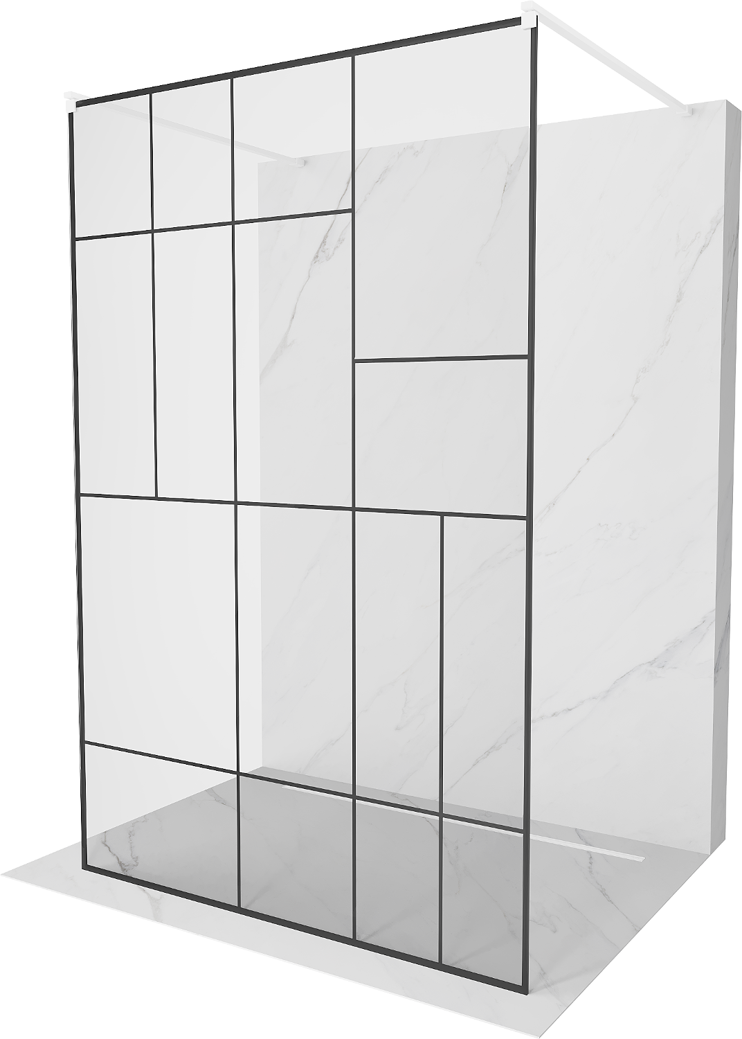 Mexen Kioto ścianka prysznicowa wolnostojąca 130 x 200 cm, czarny wzór 8 mm, biała - 800-130-002-20-78