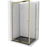 Mexen Apia kabina prysznicowa rozsuwana 120 x 70 cm, transparent, złota + brodzik Flat, czarny - 840-120-070-50-00-4070G