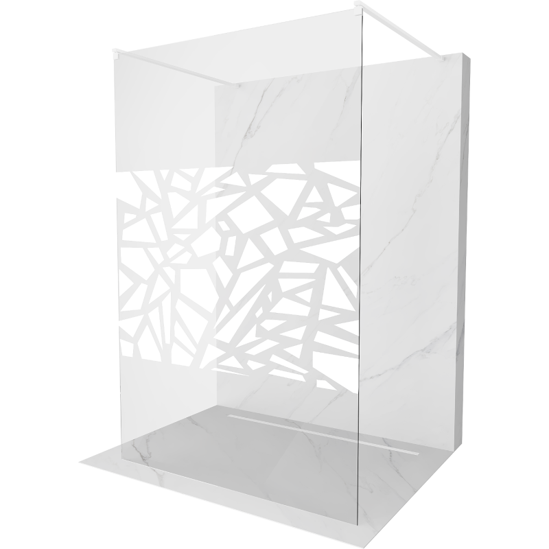Mexen Kioto ścianka prysznicowa wolnostojąca 100 x 200 cm, biały wzór 8 mm, biała - 800-100-002-20-85