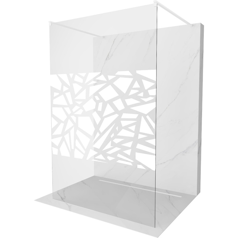 Mexen Kioto vrijstaande douchewand 100 x 200 cm, wit patroon 8 mm, wit - 800-100-002-20-85