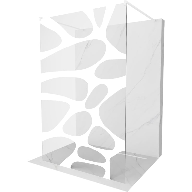 Mexen Kioto freestanding shower wall 100 x 200 cm, white wave 8 mm, white - 800-100-002-20-97