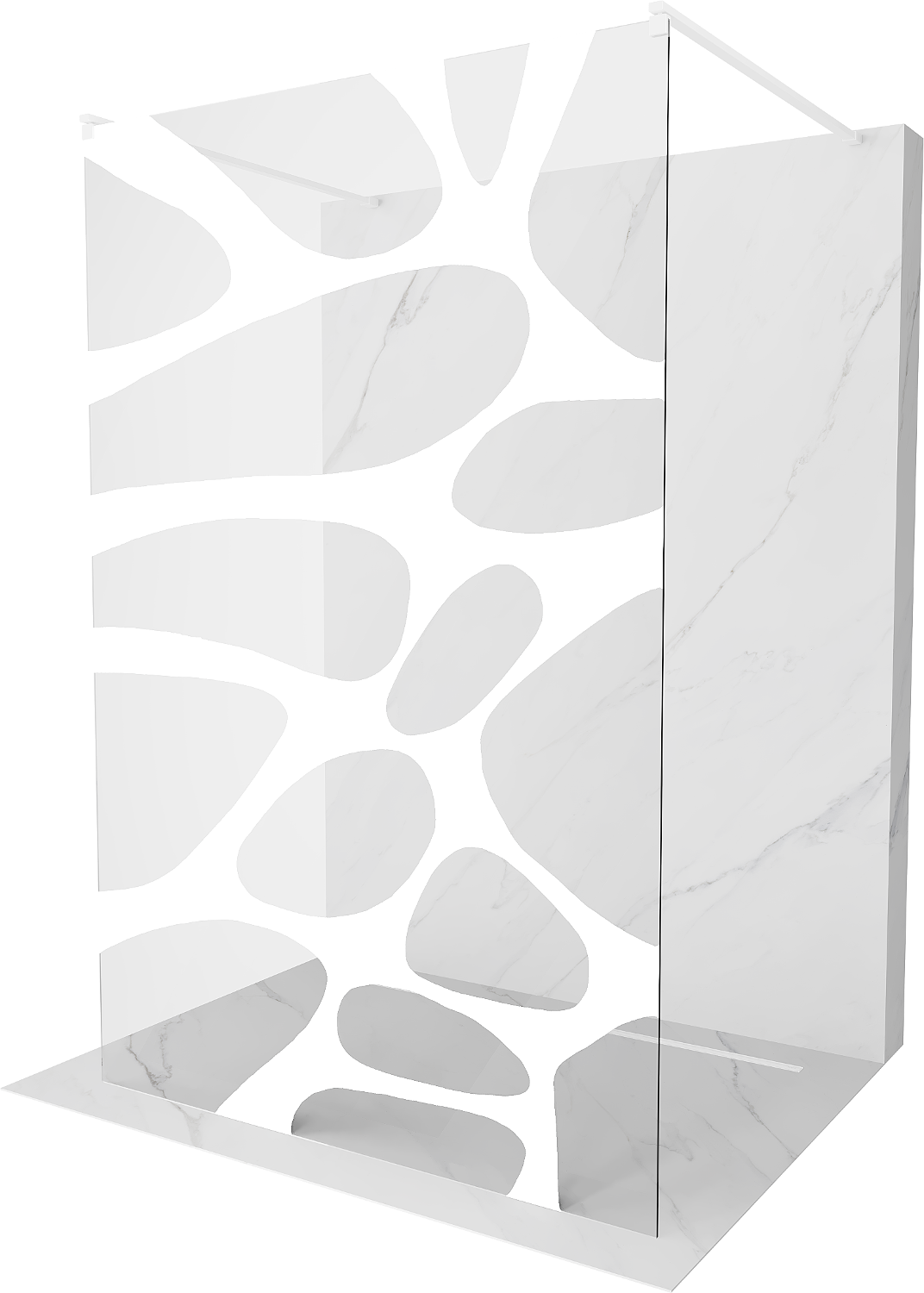 Mexen Kioto ścianka prysznicowa wolnostojąca 140 x 200 cm, biały wzór 8 mm, biała - 800-140-002-20-97