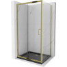 Mexen Apia klizna tuš kabina klizna 130 x 100 cm, transparentna, zlatna + tuš kada Flat, crna - 840-130-100-50-00-4070G