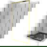 Mexen Apia Schiebeduschkabine 140 x 90 cm, transparent, gold + Duschwanne Flat, schwarz - 840-140-090-50-00-4070G