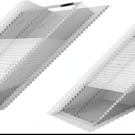 Mexen Apia skjutbar duschkabin 90 x 90 cm, vita ränder, krom - 840-090-090-01-20