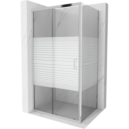 Mexen Apia schuifdouchecabine 100 x 70 cm, witte strepen, chroom - 840-100-070-01-20