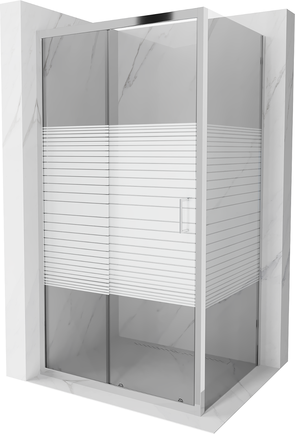 Mexen Apia kabina prysznicowa rozsuwana 115 x 70 cm, pasy, chrom - 840-115-070-01-20