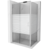 Mexen Apia liuglev dušinurk 125 x 80 cm, valged triibud, kroom - 840-125-080-01-20