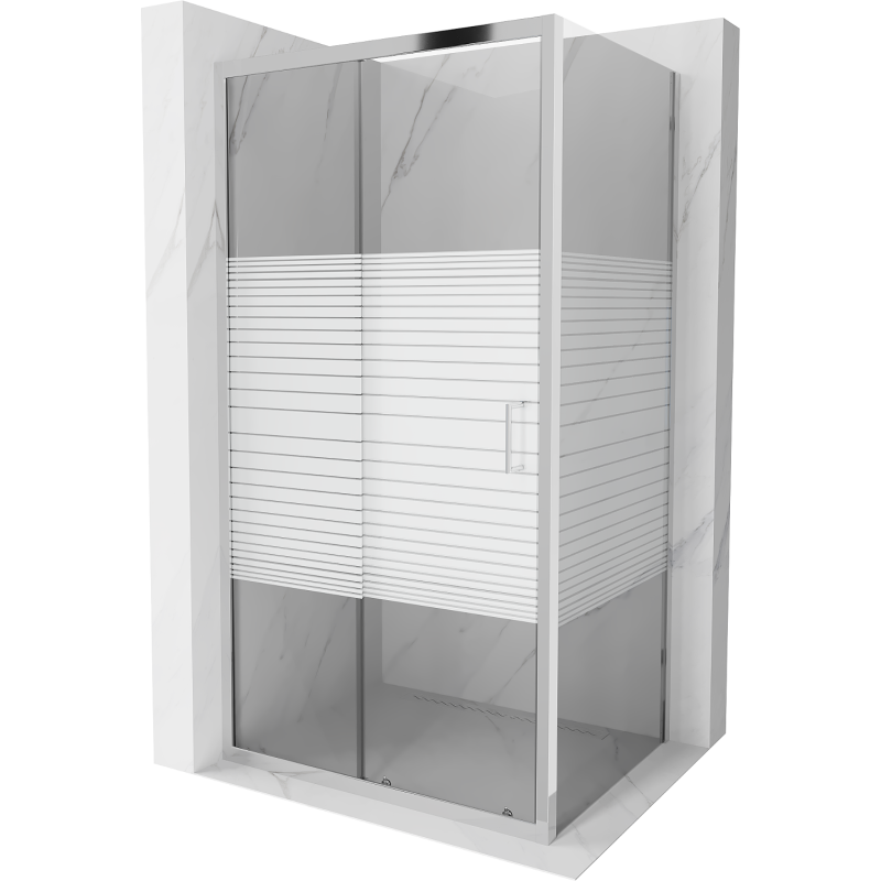 Mexen Apia kabina prysznicowa rozsuwana 140 x 100 cm, pasy, chrom - 840-140-100-01-20