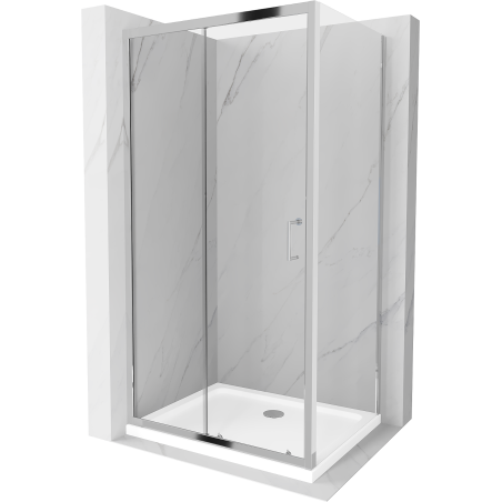 Mexen Apia kabina prysznicowa rozsuwana 90 x 70 cm, transparent, chrom + brodzik Flat - 840-090-070-01-00-4010