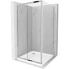 Cabine de douche coulissante Mexen Apia 90 x 90 cm, transparent, chrome + receveur Flat - 840-090-090-01-00-4010