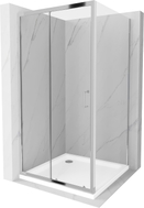 Mexen Apia sliding shower enclosure 90 x 90 cm, transparent, chrome + Flat shower tray - 840-090-090-01-00-4010