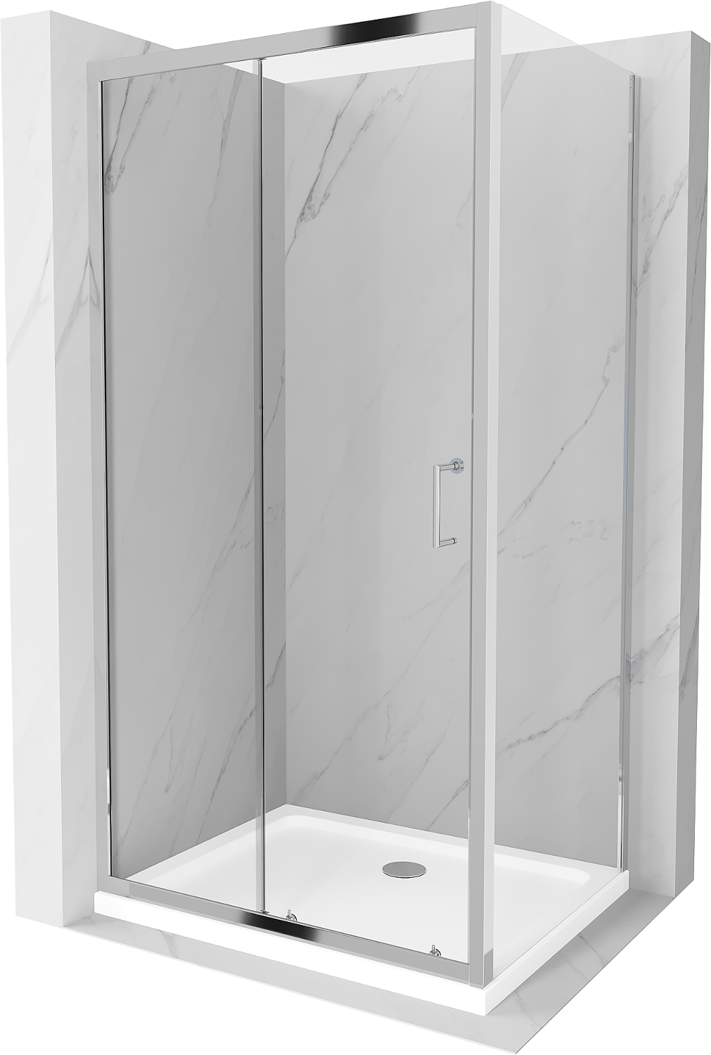 Mexen Apia kabina prysznicowa rozsuwana 100 x 70 cm, transparent, chrom + brodzik Flat - 840-100-070-01-00-4010
