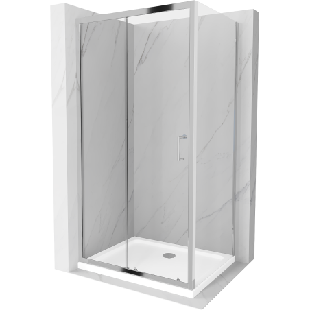 Mexen Apia sliding shower cabin 100 x 80 cm, transparent, chrome + Flat tray - 840-100-080-01-00-4010