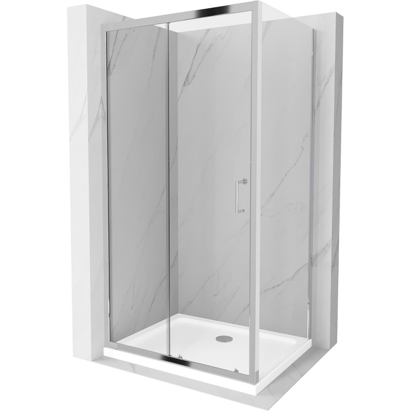 Mexen Apia kabina prysznicowa rozsuwana 100 x 90 cm, transparent, chrom + brodzik Flat - 840-100-090-01-00-4010