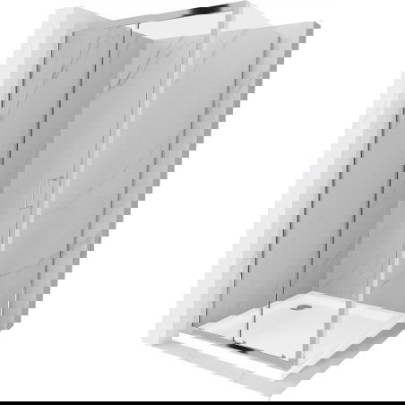 Mexen Apia skjutbar duschkabin 100 x 100 cm, transparent, krom + Flat duschkar - 840-100-100-01-00-4010