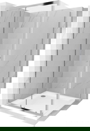 Mexen Apia skjutbar duschkabin 100 x 100 cm, transparent, krom + Flat duschkar - 840-100-100-01-00-4010