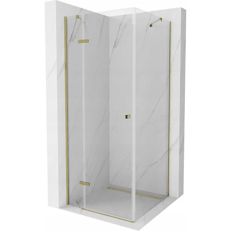 Mexen Roma cabine de douche pivotante 70 x 70 cm, transparent, doré - 854-070-070-50-00