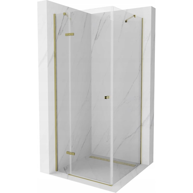 Mexen Roma Duschkabine Schwingtür 100 x 100 cm, transparent, gold - 854-100-100--50-00