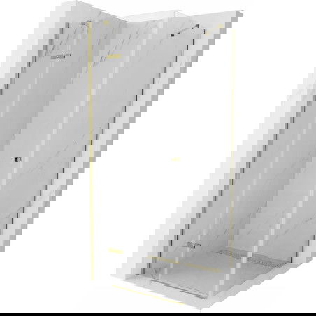 Mexen Roma duschkabin med gångjärn 100 x 100 cm, transparent, guld - 854-100-100--50-00