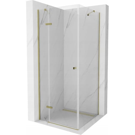 Mexen Roma hinged shower enclosure 100 x 100 cm, transparent, gold - 854-100-100--50-00