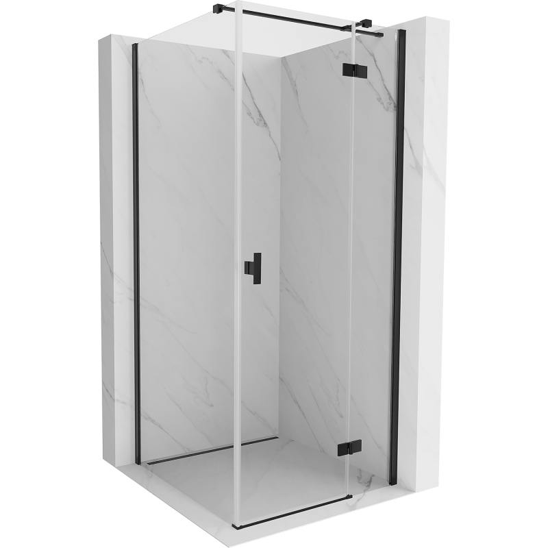 Mexen Mist H T Duschkabine schwenkbar rechts 80 x 80 cm, transparent, schwarz - 8A5T-080-080-70-00-P