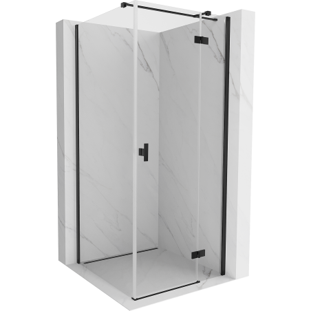 Mexen Mist H T Duschkabine schwenkbar rechts 80 x 80 cm, transparent, schwarz - 8A5T-080-080-70-00-P