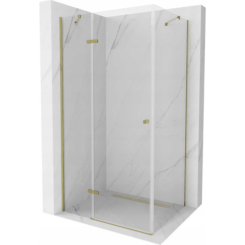 Mexen Roma preklopna tuš kabina 90 x 80 cm, prozirna, zlatna - 854-090-080-50-00