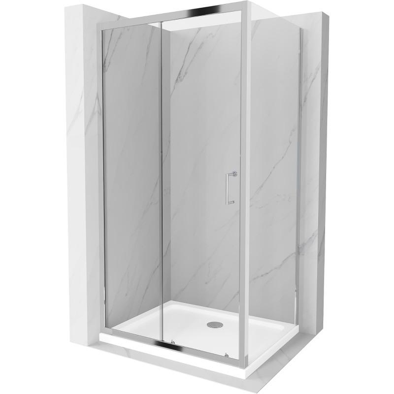 Mexen Apia klizna kabina s kliznim vratima 110 x 70 cm, prozirno, krom + plitki tuš - 840-110-070-01-00-4010