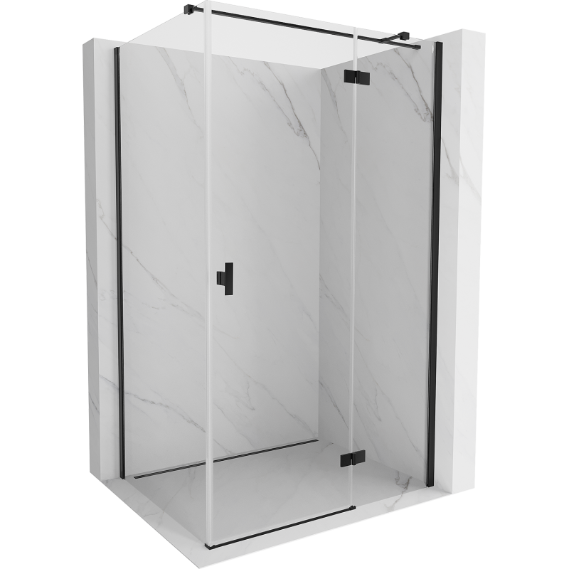 Mexen Mist H T Duschkabine rechts angeschlagen 100 x 90 cm, transparent, schwarz - 8A5T-100-090-70-00-P