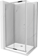 Mexen Apia sliding shower cabin 130 x 80 cm, transparent, chrome finish + Flat shower tray - 840-130-080-01-00-4010