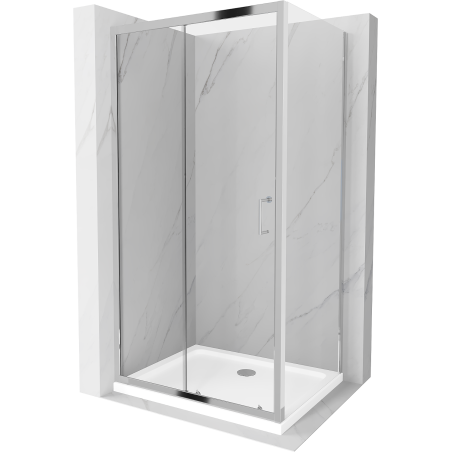 Mexen Apia cabina doccia scorrevole 140 x 90 cm, trasparente, cromo + piatto Flat - 840-140-090-01-00-4010
