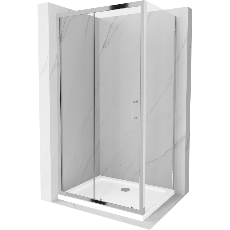 Mexen Apia kabina prysznicowa rozsuwana 140 x 100 cm, transparent, chrom + brodzik Flat - 840-140-100-01-00-4010