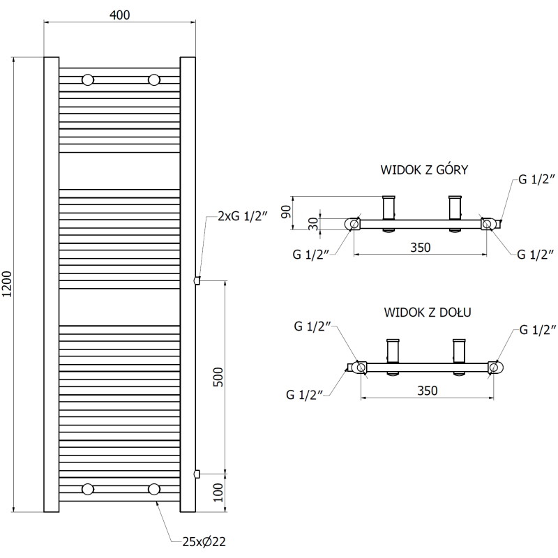Mexen Mars külgpaat vannitoale 1200 x 400 mm, 439 W, valge - W110-1200-400-00-20-S