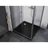 Mexen Apia Schiebedusche 90 x 90 cm, transparent, Chrom + Duschwanne Flat, schwarz - 840-090-090-01-00-4070