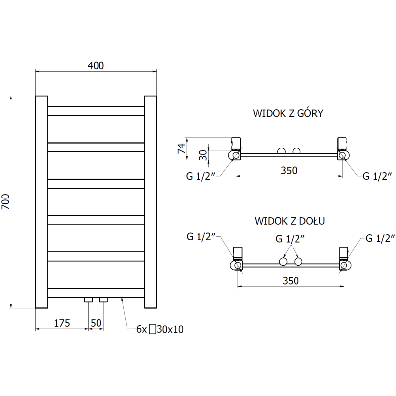 Mexen Bolt bathroom radiator 700 x 400 mm, 165 W, anthracite - W126-0700-400-00-66