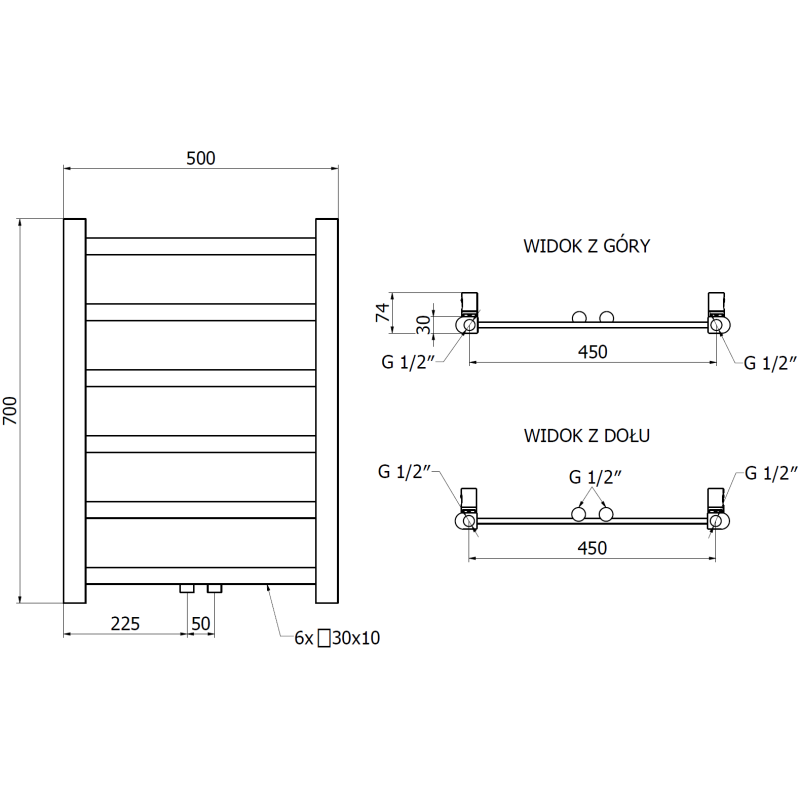 Mexen Bolt kylpyhuoneen lämmitin 700 x 500 mm, 188 W, antrasiitti - W126-0700-500-00-66