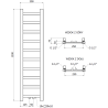 Mexen Bolt badkamer radiator 1200 x 300 mm, 240 W, antraciet - W126-1200-300-00-66